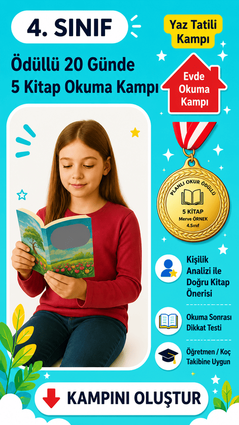 Madalya Ödüllü 20 Günde 5 Kitap Okuma Yaz Tatili Kampı