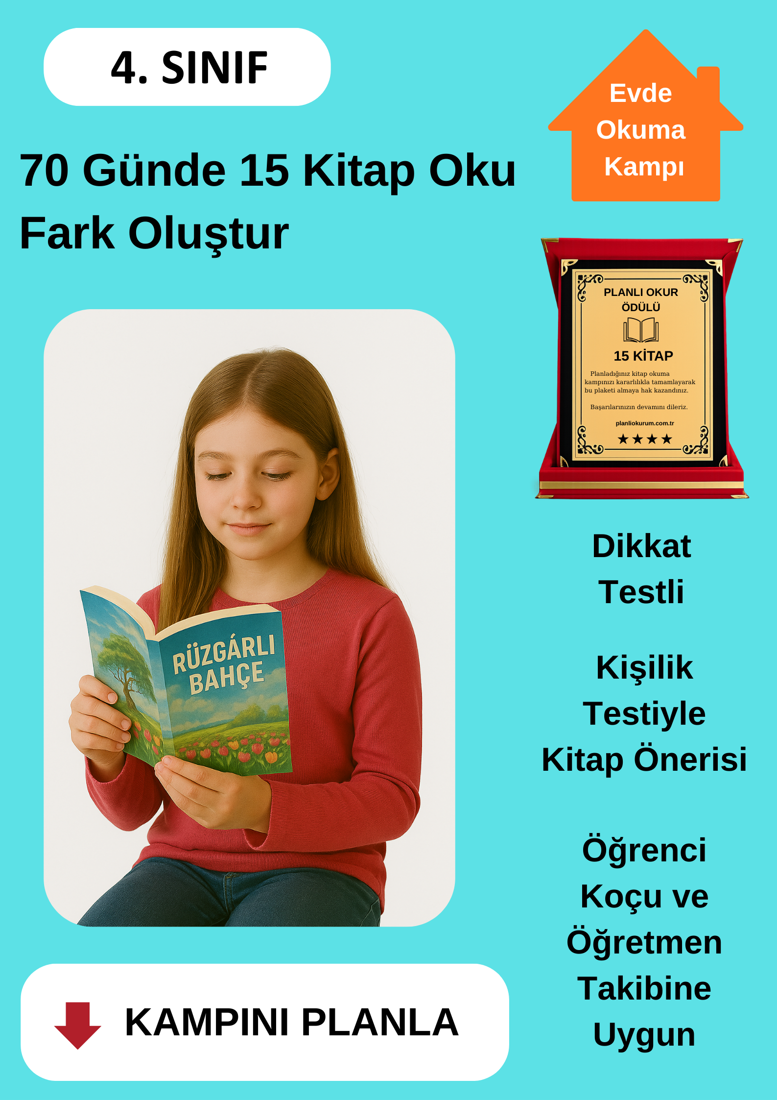 70 Günde 15 Kitap Okuma Kampı (PLAKET ÖDÜLLÜ)