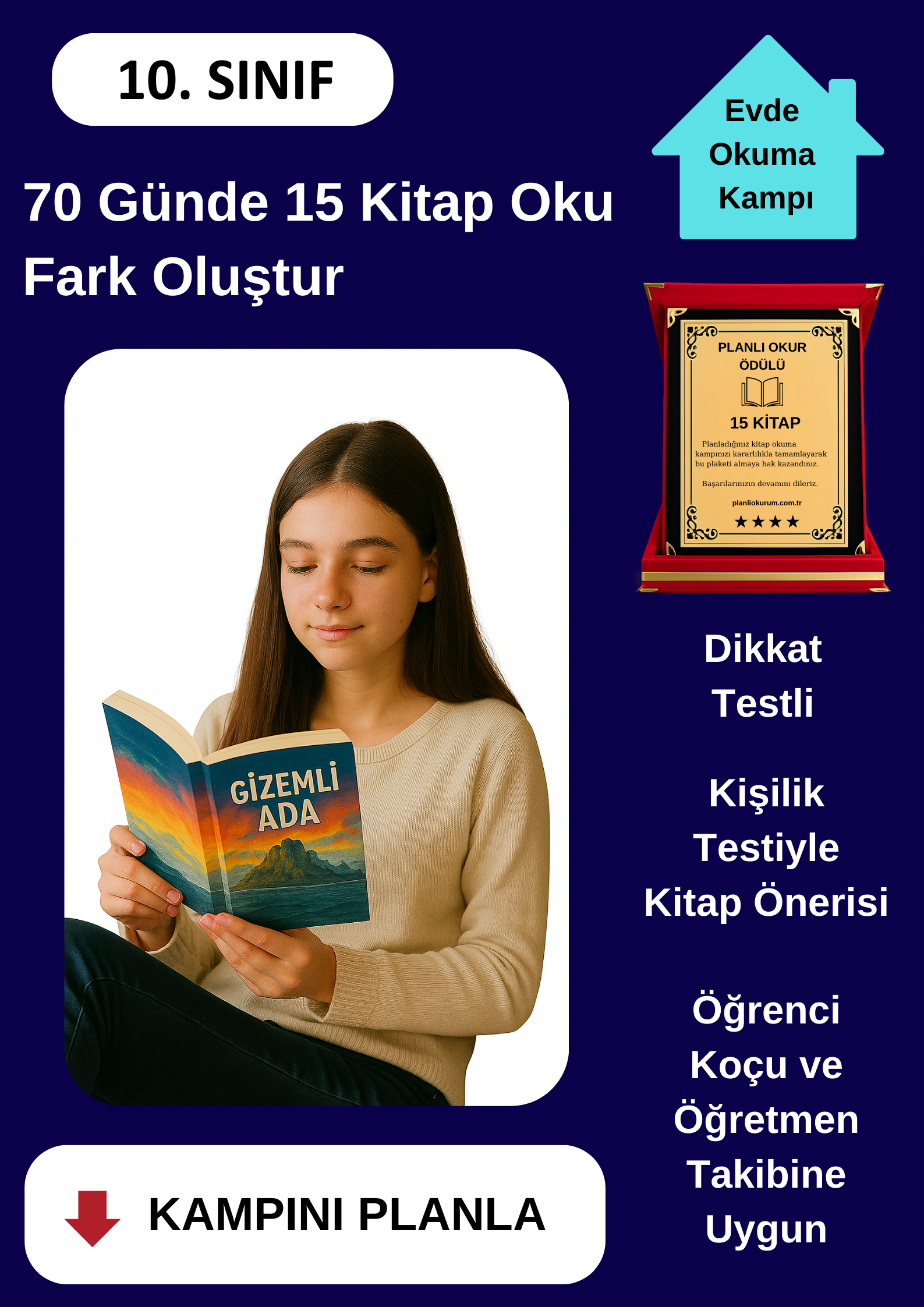 70 Günde 15 Kitap Okuma Kampı (PLAKET ÖDÜLLÜ)