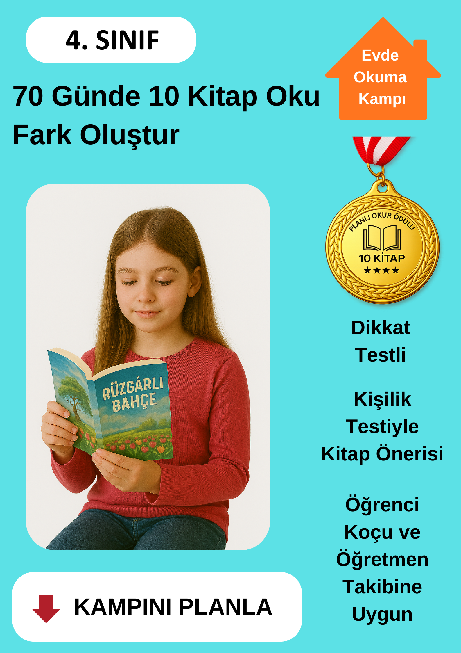 70 Günde 10 Kitap Okuma Kampı (MADALYA ÖDÜLLÜ)
