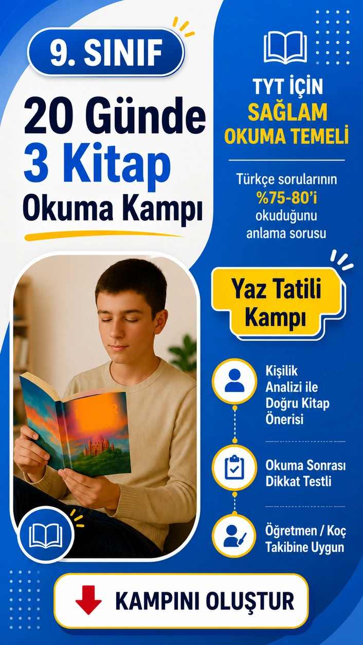 20 Günde 3 Kitap Okuma Yaz Tatili Kampı