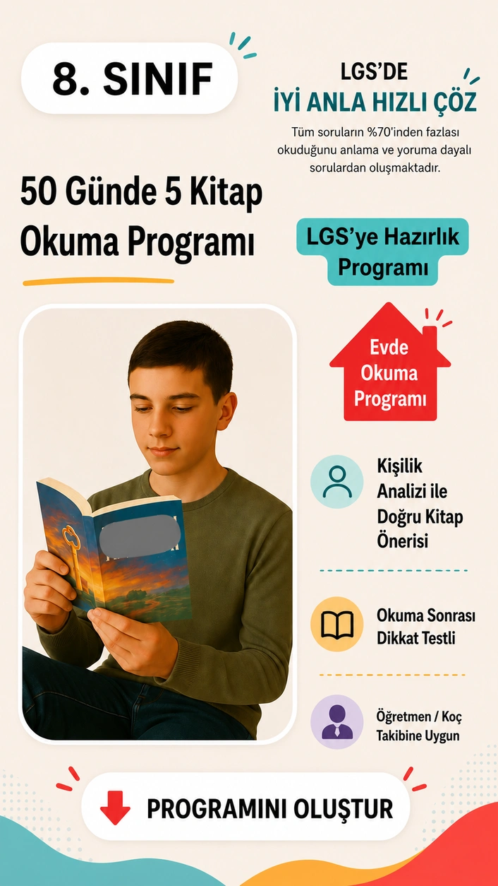 LGS'ye Hazırlık 50 Günde 5 Kitap Okuma Programı