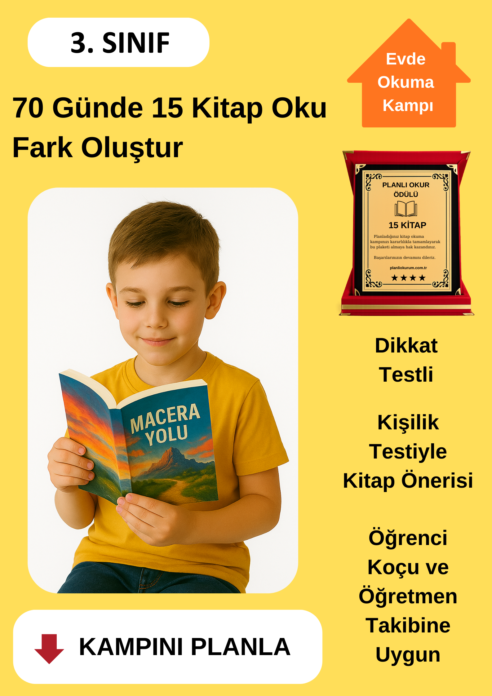 70 Günde 15 Kitap Okuma Kampı (PLAKET ÖDÜLLÜ)